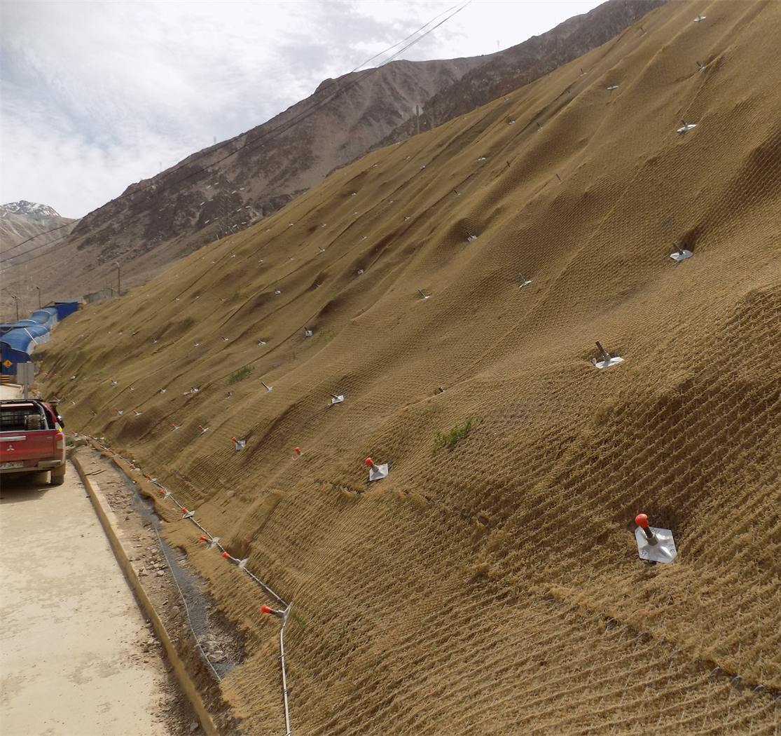 Erosion control mat installation with anchor grid