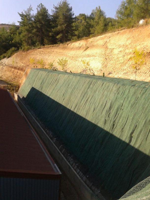 Vegetated slope facing beside a highway