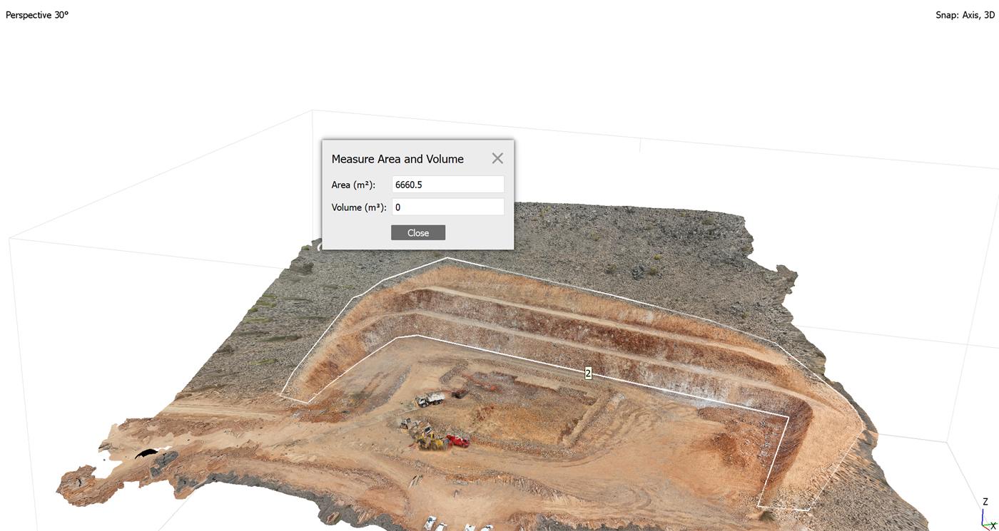 Photogrammetric 3D slope model with volume measurement