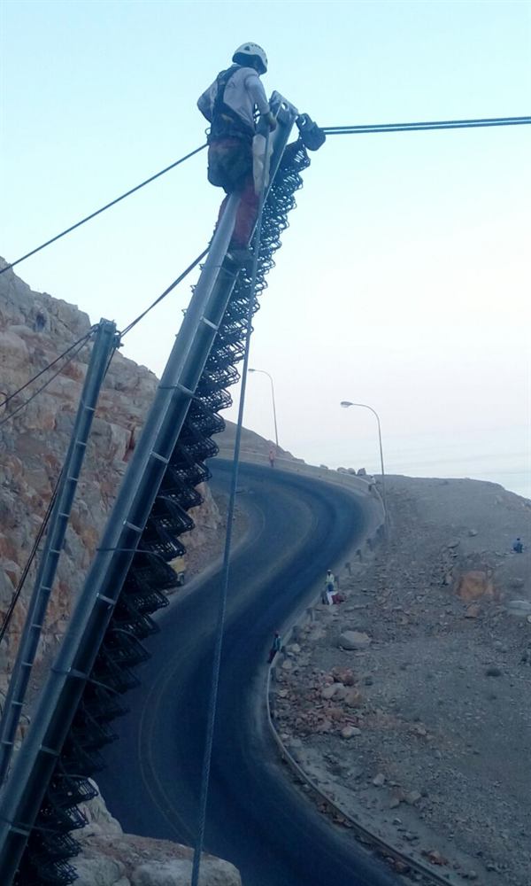 Barrier protecting a coastal mountain road